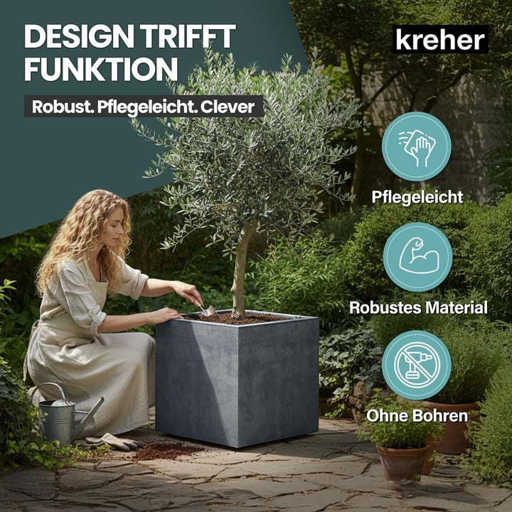 Kreher XL Pflanzkasten Millennium in verschiedenen Formaten und Farben. Tolle Naturstein Optik in Br