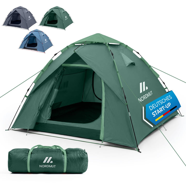 NORDMUT® Wurfzelt 2-4 Personen für blitzschnellen Aufbau – Pop Up Zelt 2-4 Personen wasserdicht &amp; UV