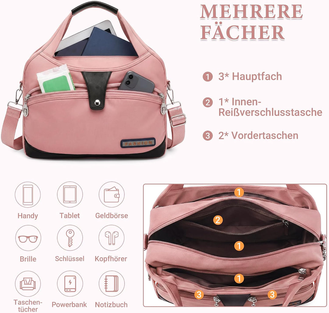 DIRRONA Damen Umhängetasche Multi Pocket Crossbody Bag Schultertaschen Leicht Handtasche Waterproof