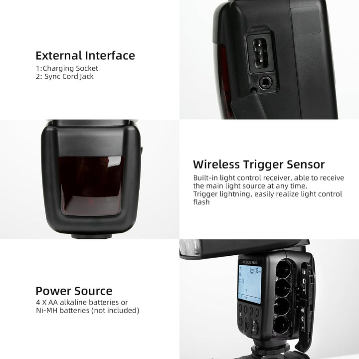 PHOTOOLEX FK310 LCD Blitz Flash Speedlite für Canon Nikon Sony Panasonic Olympus Pentax Fujifilm Sig