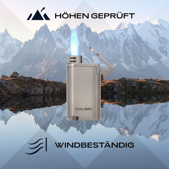 Colibri Belmont Sturmfeuerzeug - Windbeständig - Grosse Einstellrad - Jet Feuerzeug Mit Einzel Jetfl
