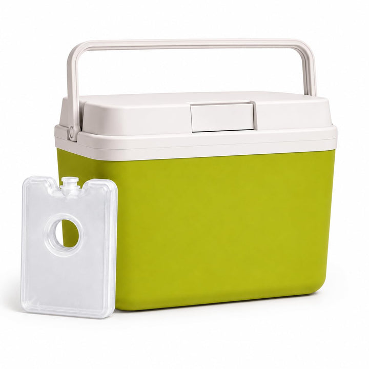 Kühlbox 15 Liter mit mobilen Kühlakku/Kühlelement für extra Lange Kühlung - Kühltasche/Thermobox Grü