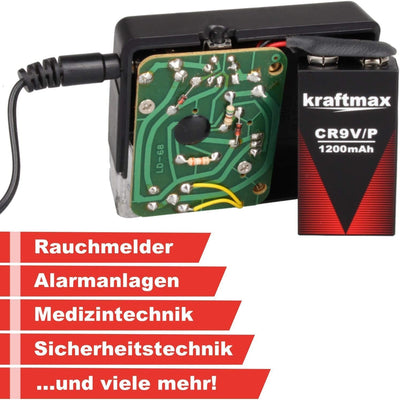 kraftmax 5X 9V Block Lithium Hochleistungs- Longlife Batterien für Rauchmelder/Feuermelder - 10 Jahr