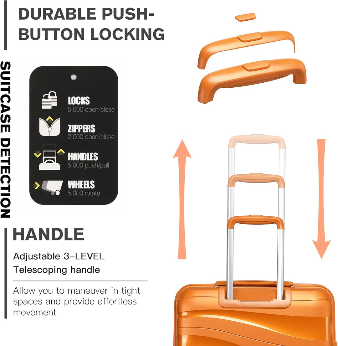 KONO Gross Koffer 75cm Leicht Reisekoffer aus Polypropylen Hartschale Koffer mit 4 Rollen und TSA Sc