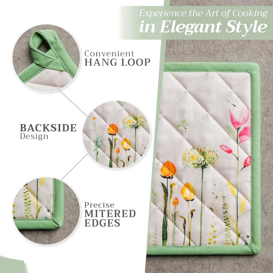 Maison d' Hermine Hot Pads Oster-Topfhalter aus 100% Baumwolle mit Schleife, hitzebeständiges Set mi