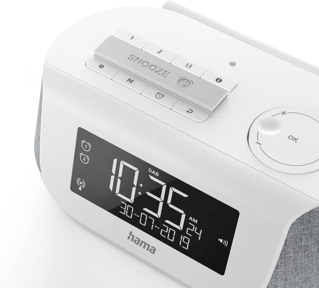Hama Radiowecker mit Stereo-Digitalradio, Bluetooth, USB-Ladefunktion, DR36SBT (digitales Uhrenradio