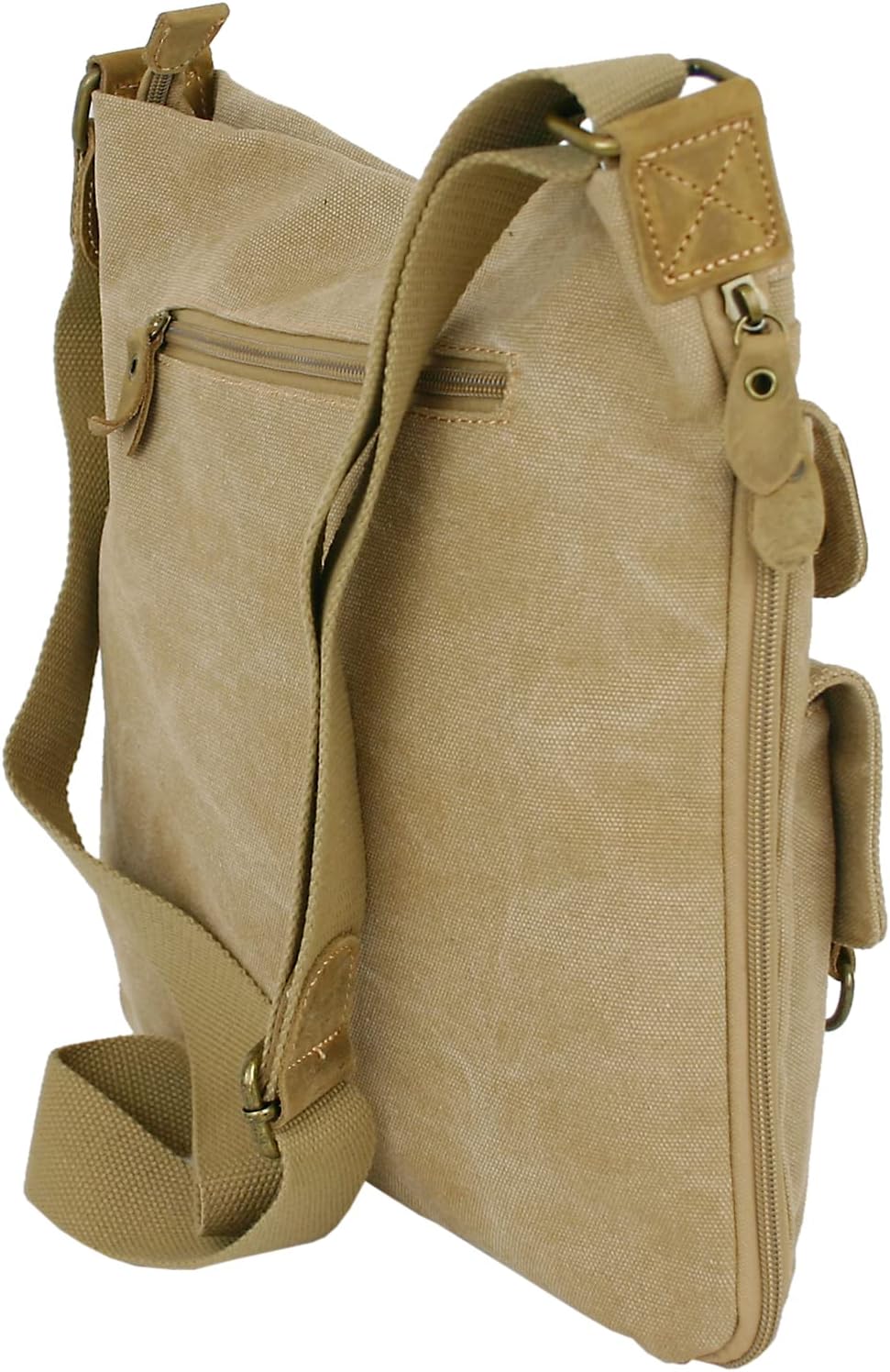JENNIFER JONES - Grosse Damen Handtasche aus Canvas und Echtleder - Vintage Look - Casual Schulterta