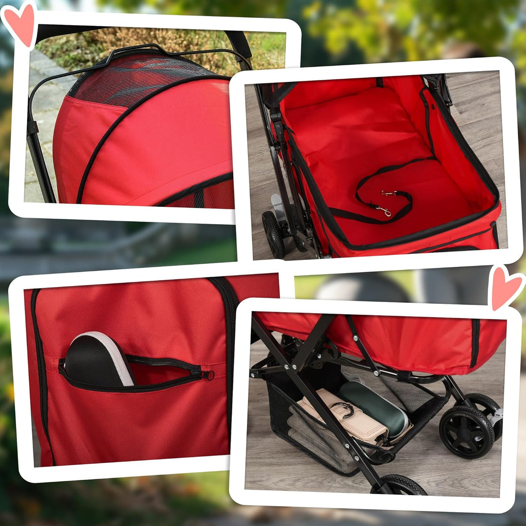 PawHut Hundebuggy Hundewagen Buggy für kleine Hunde und Katzen Haustierwagen Pet Stroller Katzenbugg