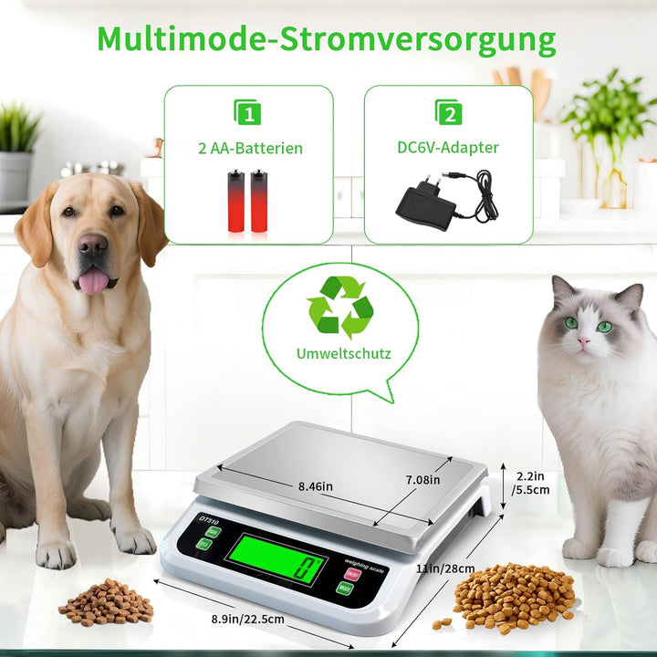 Grosser Edelstahl Küchenwaage 40kg/1g Digitalwaage mit 6 Masseinheiten und LCD Display Küchenwaage m
