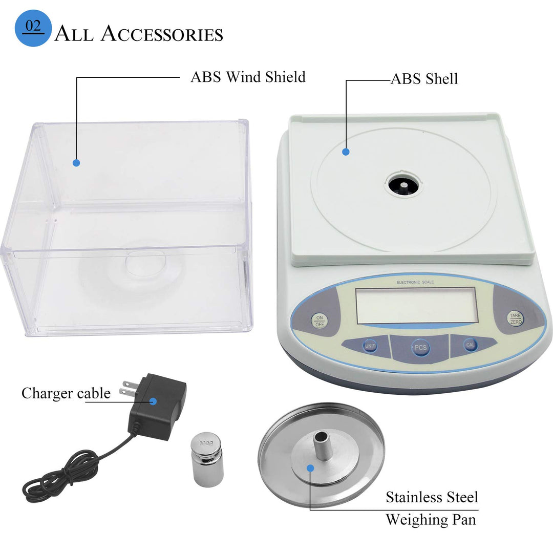 Bonvoisin 100gx0,001g Elektronische Analysenwaage Hochpräzises Laborwaage 1 mg Präzisionswaage mit W