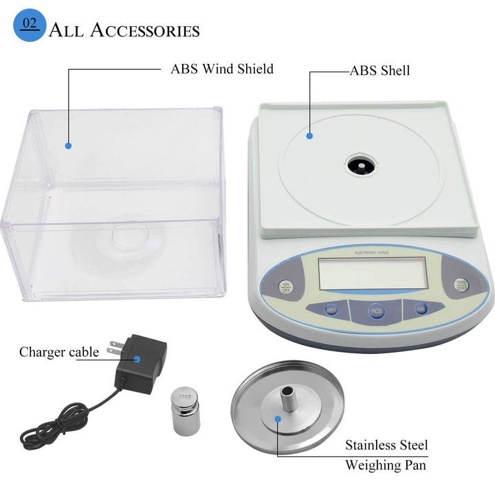 Bonvoisin 100gx0,001g Elektronische Analysenwaage Hochpräzises Laborwaage 1 mg Präzisionswaage mit W