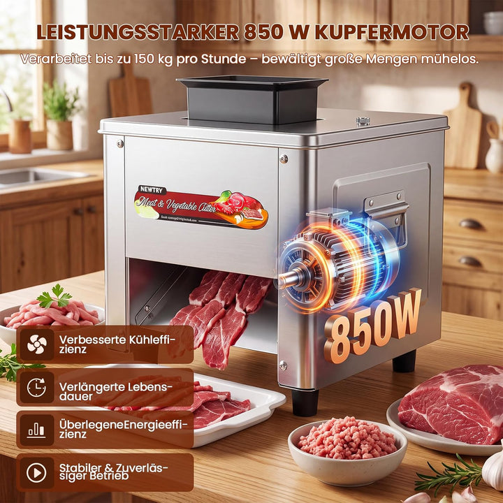 NEWTRY Kommerzielle Fleischschneidemaschine zum Schneiden, Zerteilen und Würfeln von Fleisch mit 5 m
