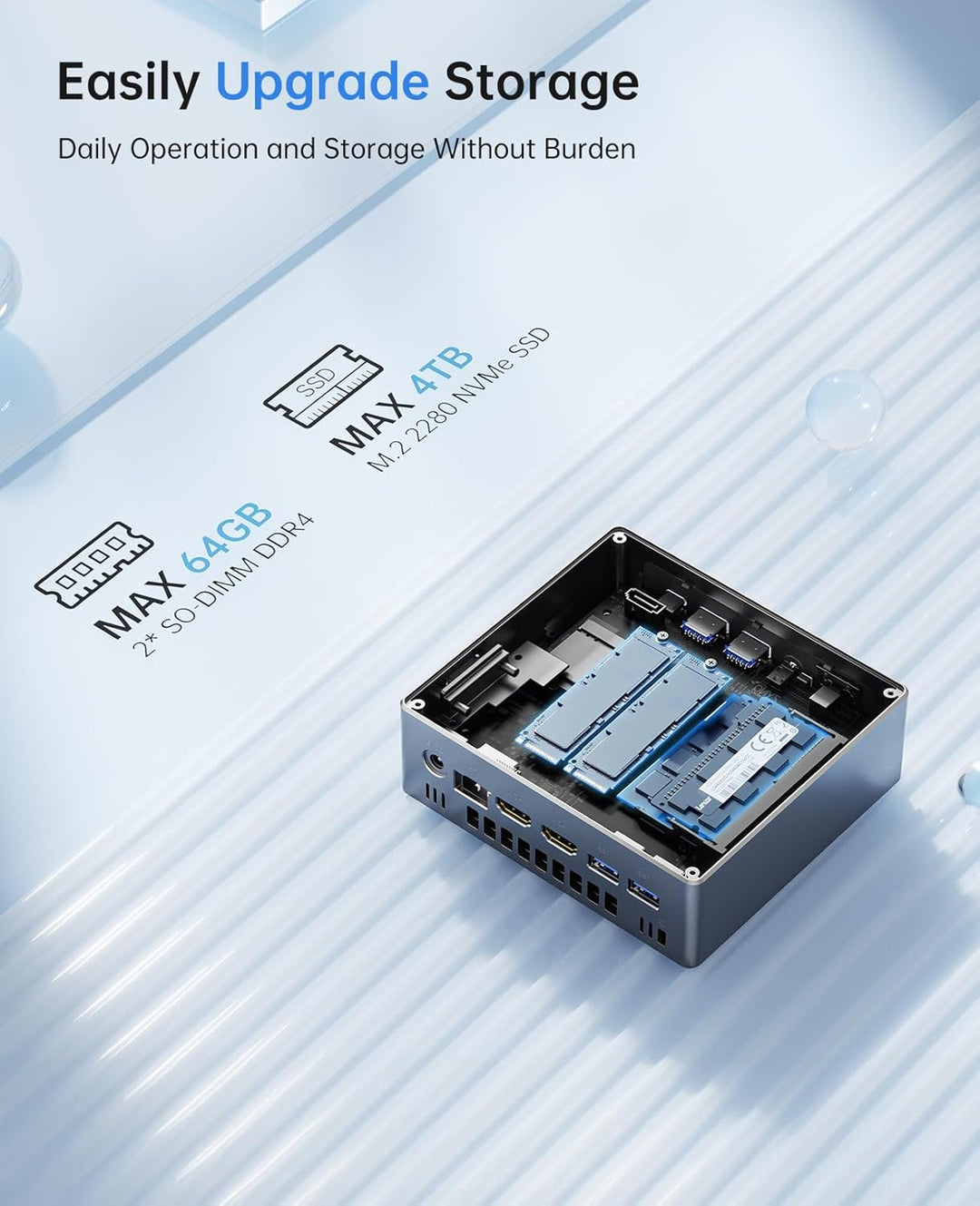 NiPoGi CK10 Mini PC 32 GB DDR4 RAM, Ιntel i5-12450H (bis zu 4,4GHz, 8C/12T) Mini PC WiFi 6, 1024 GB