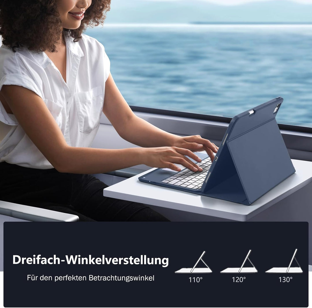 Vobafe Hülle mit Tastatur für iPad Pro 13 Zoll M5/M4 (2025/2024), Multi-Touch Trackpad Hochwertige P