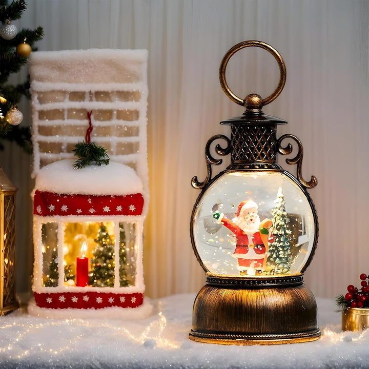 Weihnachts Schneekugel Laterne - Winterliches Retro Ornament,Weihnachtliche Leuchtende Schneekugel D