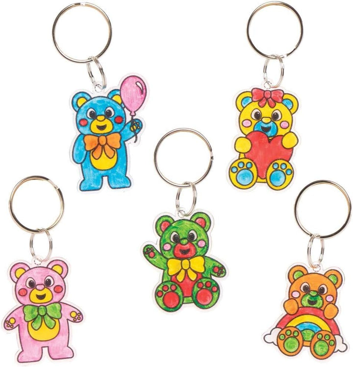 Baker Ross FE358 Teddybär Schrumpffolie Schlüsselanhänger - 8er Pack, Bastelset für Kinder zum Ausma