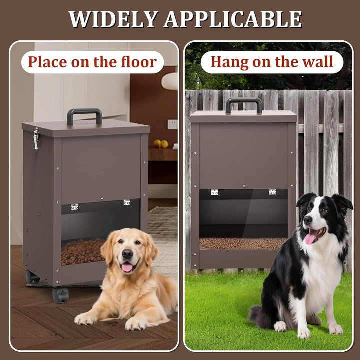 Galvanisierter Automatischer HundefüTterer GrossEr Rasse 45lbs Hundefutter-Spender Mit RäDern FüR Gr