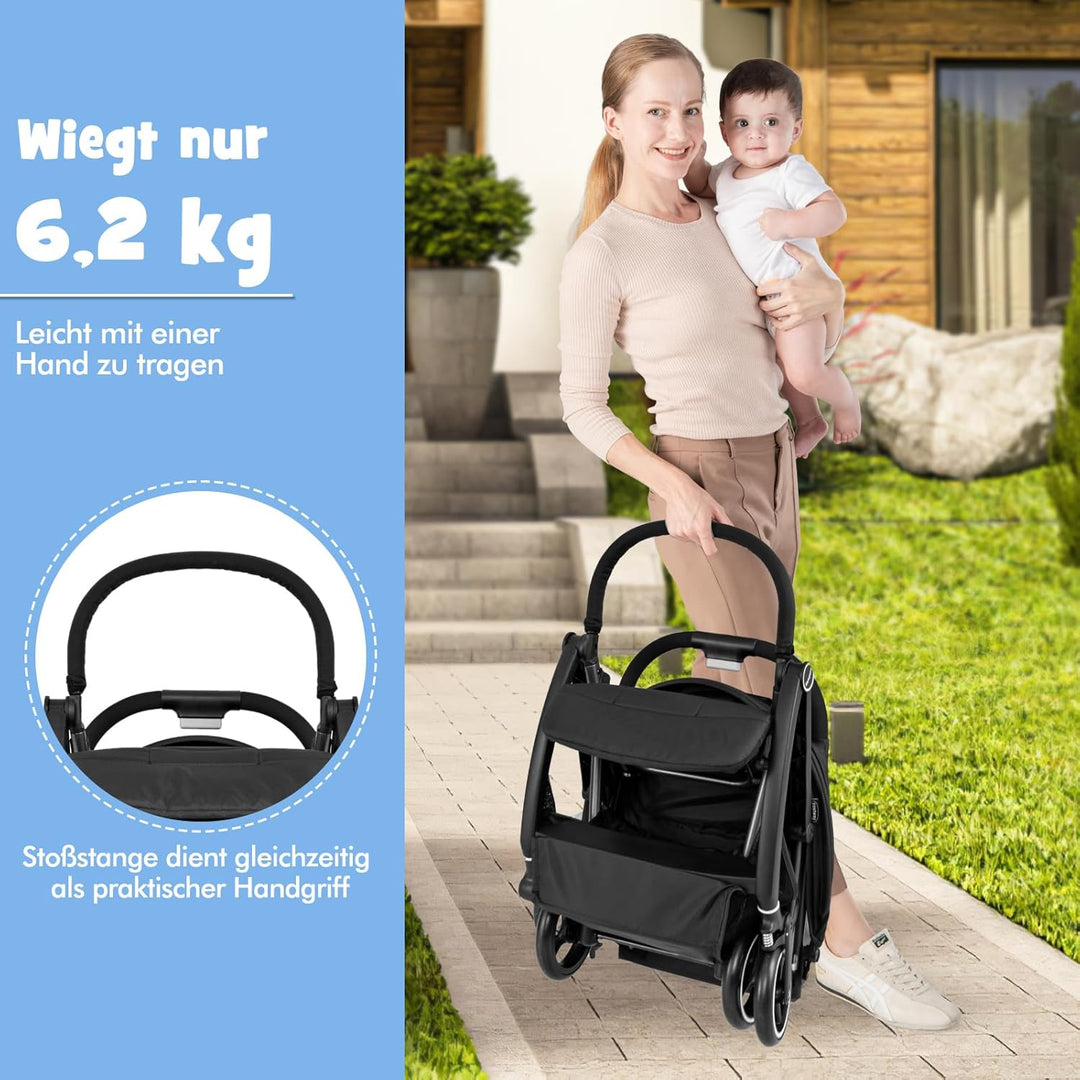 DREAMADE Kinderwagen, Buggy faltbar & tragbar mit verstellbarer Rückenlehne, Reisebuggy mit EVA-Räde