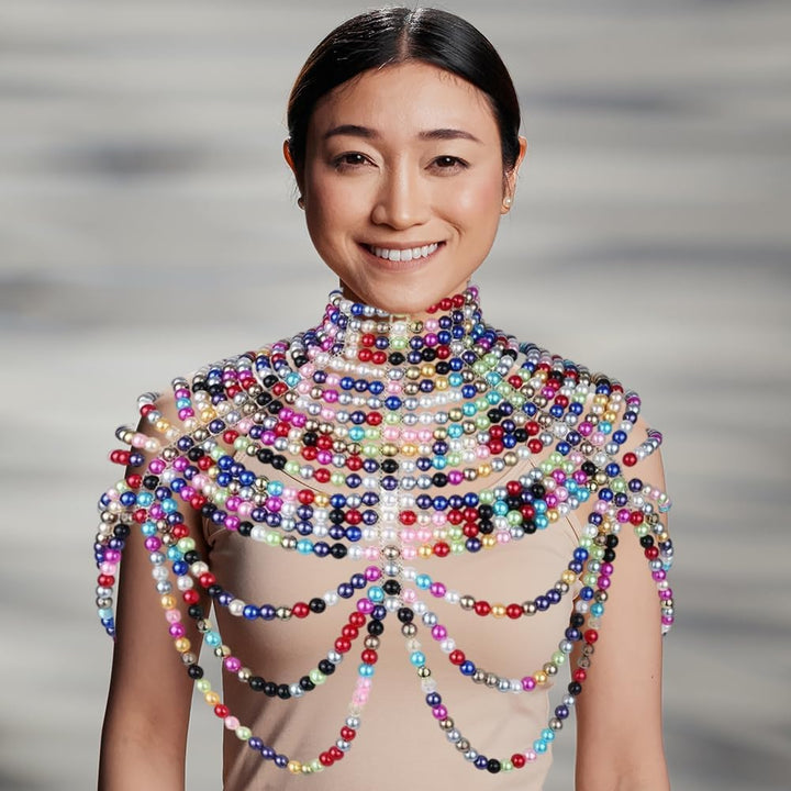 Perlen Körperkette Perlenkette Schal Elegante Halskette Schal Party Schmuck Halskette für Frauen Mäd