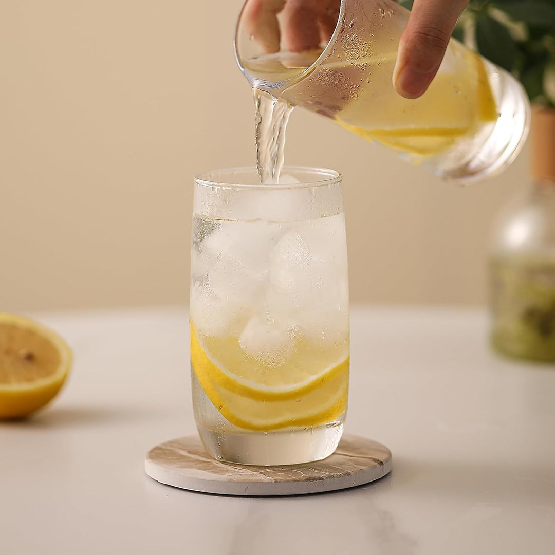LIFVER Marmor Glas Untersetzer-Set 6er, Absorbierend Mit Korkboden Und Halter, Für Getränke in Bars,