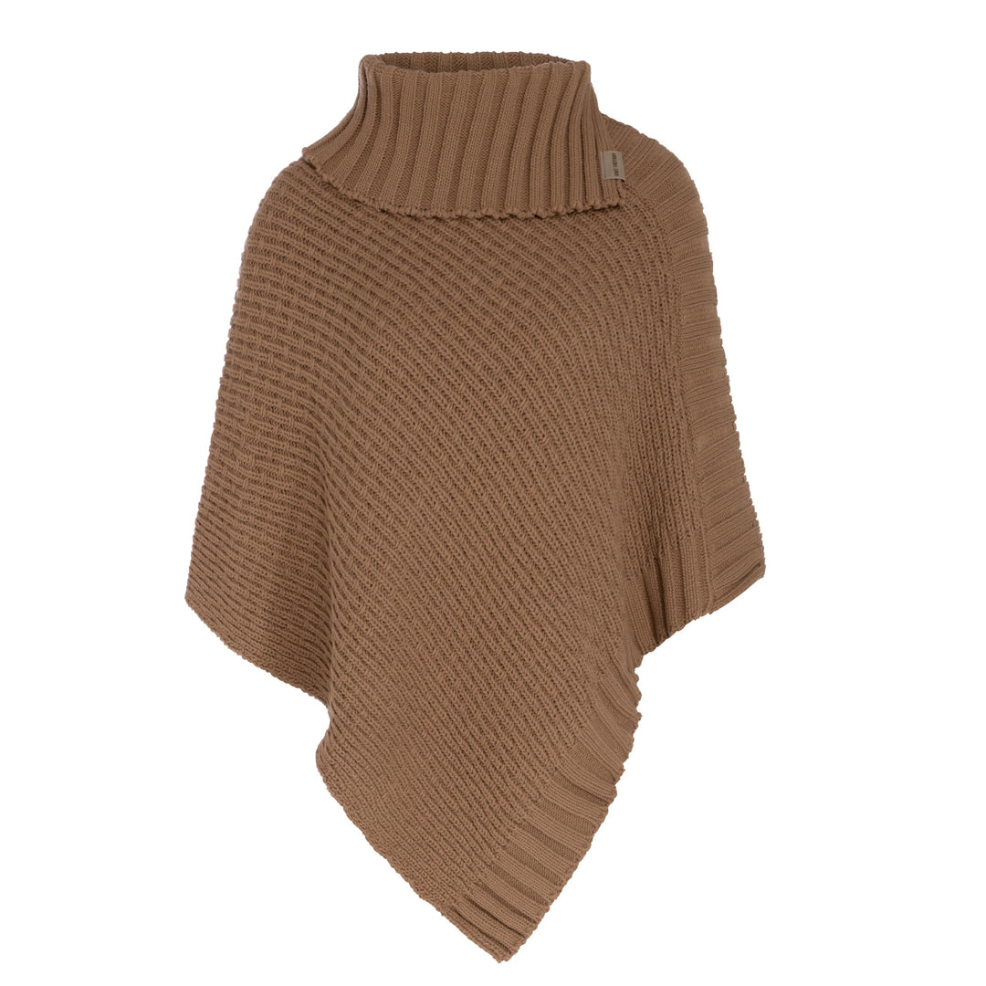 KNIT FACTORY - Nicky Gestrickter Poncho - Damen Strickponcho mit Kragen - Mit Wolle - Hochwertige Qu