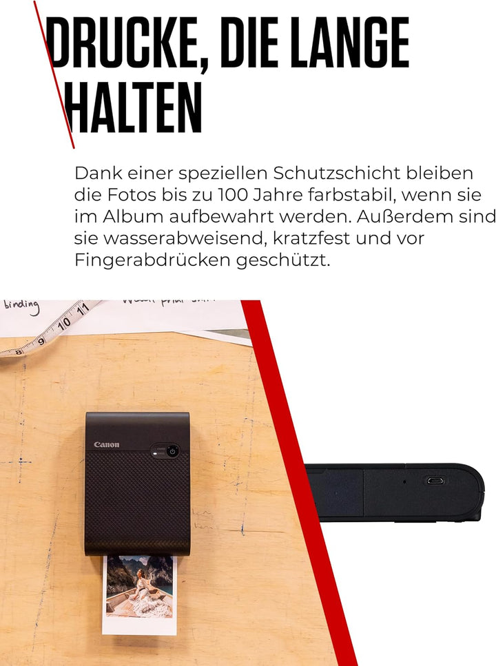 Canon SELPHY SQUARE QX10 Mini Fotodrucker mobil tragbar unterwegs (quadratischer Druck 6,8 x 6,8cm m