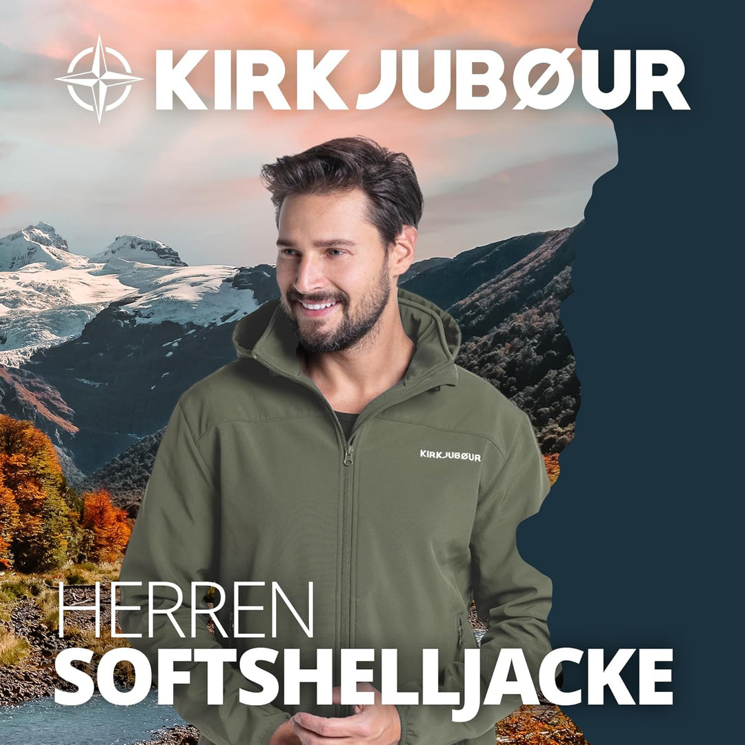 Kirkjubøur® Hestur Herren SOFTSHELLjacke 10.000 mm Wassersäule mit Kapuze und Fleecefutter, atmungsa