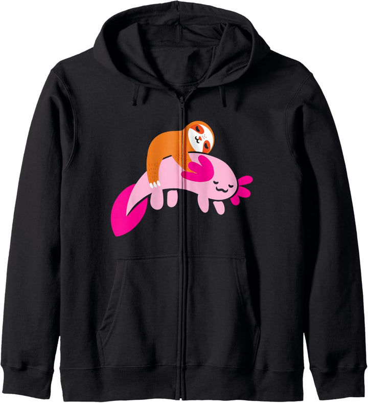 Axolotl Faultier Chiller Tier Geschenk Für Faule Menschen Kapuzenjacke