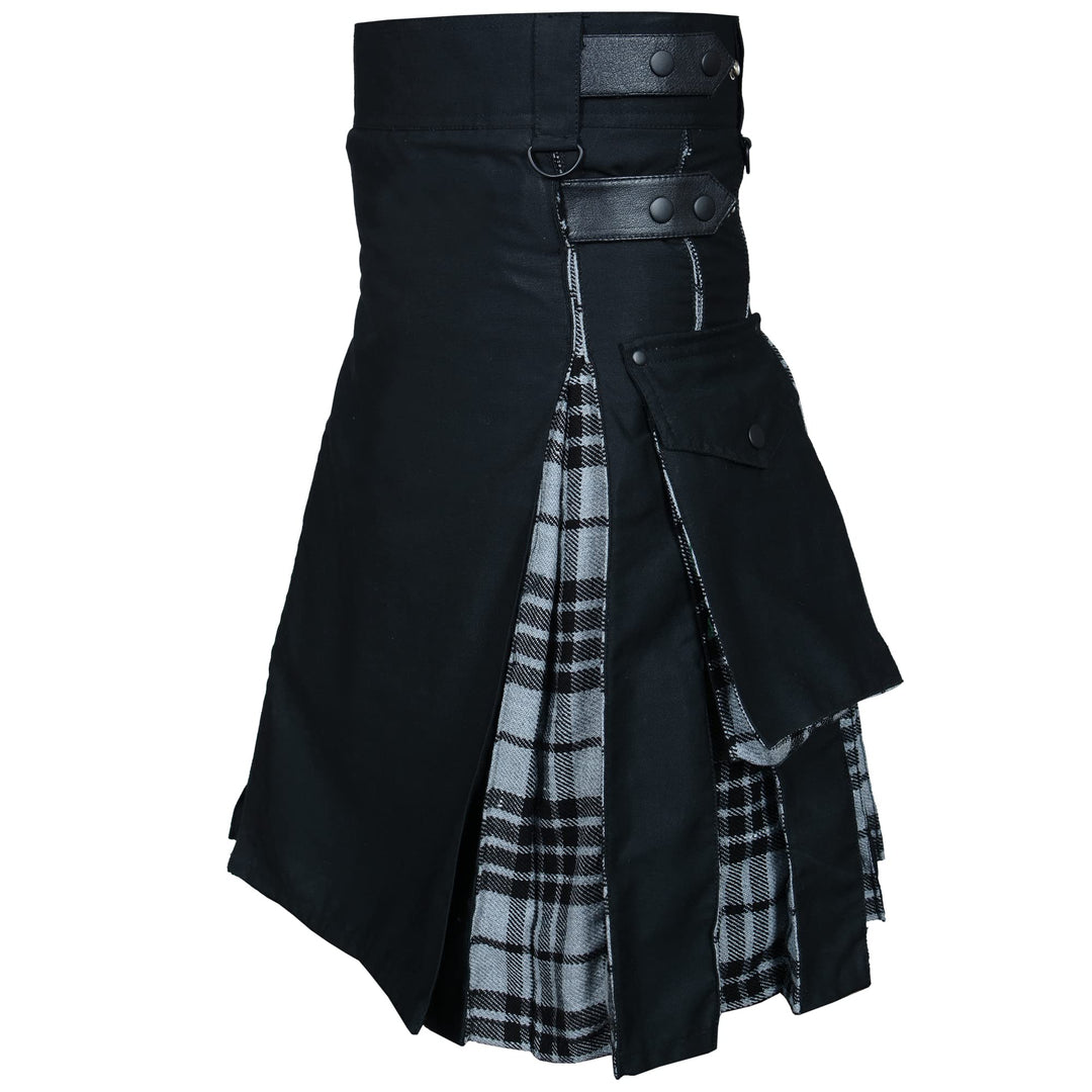 Hybird Utility-Kilts mit Lederriemen für Herren 48 Grey Highlander, 48 Grey Highlander