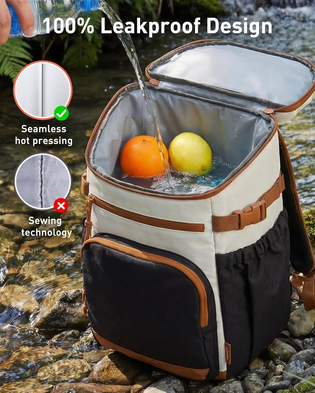 TOURIT Kühlrucksack Leichter Rucksack 21L mit Flaschenöffner Hält 30 Dosen Graugrün, Graugrün