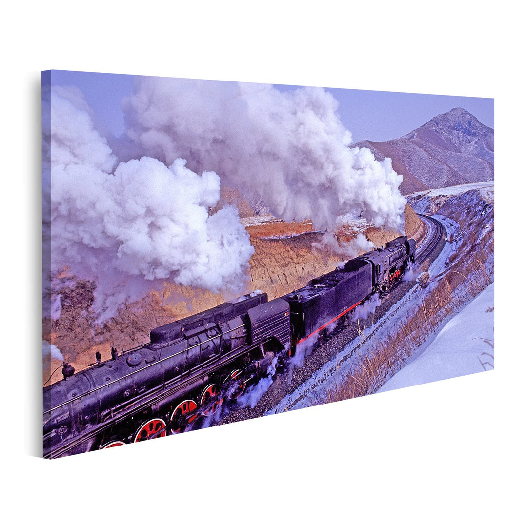 islandburner Bild auf Leinwand Alte Eisenbahn In Den Bergen Dampflok Bilder Wandbilder Poster Leinwa