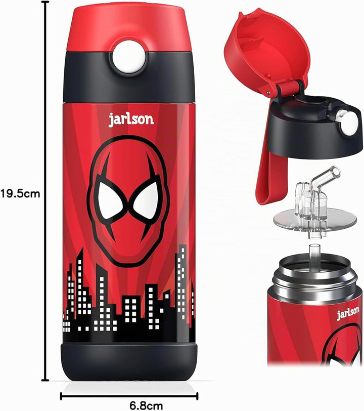 JARLSON® Trinkflasche Kinder "CHARLI" - TÜV geprüft - Thermo Edelstahl Wasserflasche 350ml - BPA fre