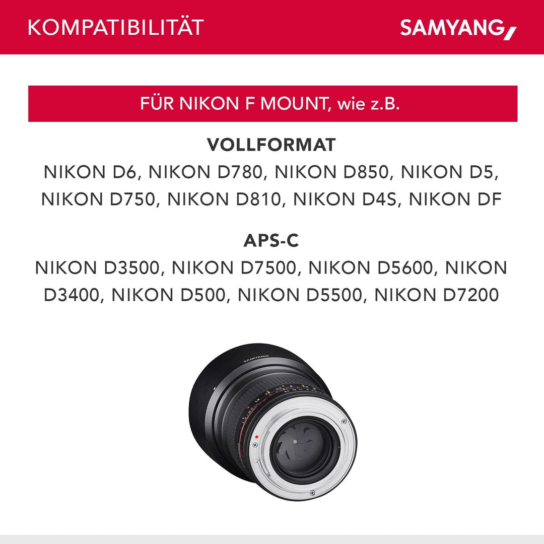 Samyang MF 85mm F1,4 AS IF UMC für Sony E – Vollformat Portrait Objektiv , geeignet für APS-C, manue