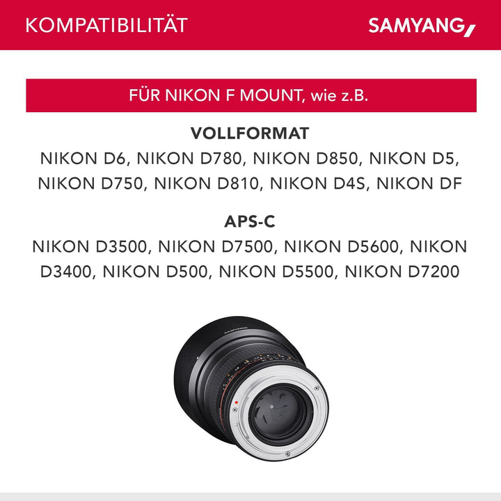 Samyang MF 85mm F1,4 AS IF UMC für Sony E – Vollformat Portrait Objektiv , geeignet für APS-C, manue