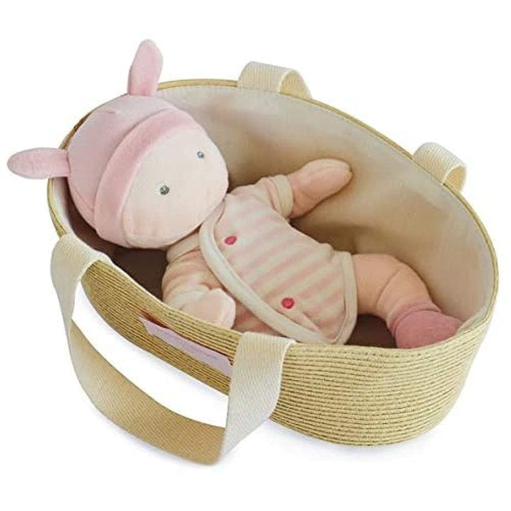 Doudou et Compagnie Jolijou DC3624 Babypuppe aus Stoff mit abnehmbarem Körper, 28 cm, Weiss/Rosa, Ro
