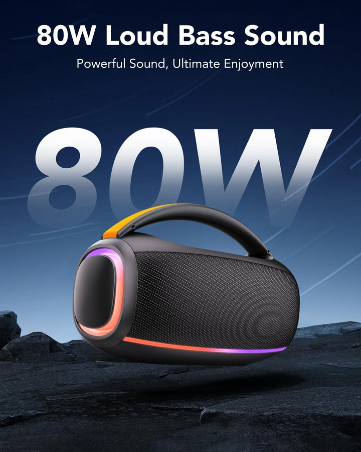 Bluetooth Lautsprecher mit Licht, Musikbox Bluetooth, Dualen Bass-Treibern, IPX7 Waterproof, TWS, AU