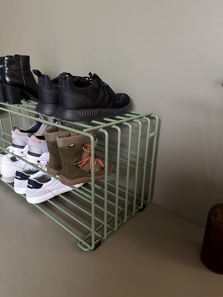 Elegantes Schuhregal Metall (Resedagrün) „RODL 2“ – Moderne Schuhaufbewahrung Schuhablage im elegant