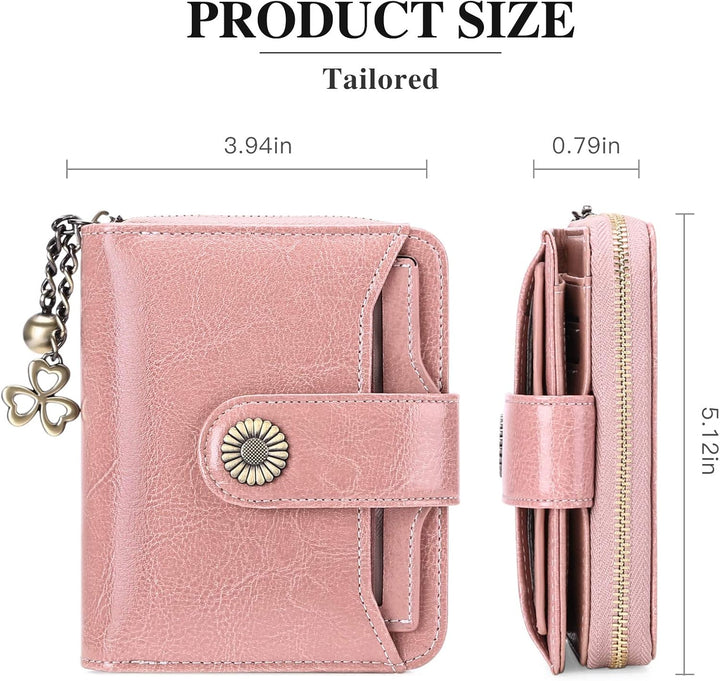 SENDEFN Geldbörse Damen Klein,Geldbeutel Frauen Echtes Leder,mit Münzfach Kleines Zipper Brieftasche