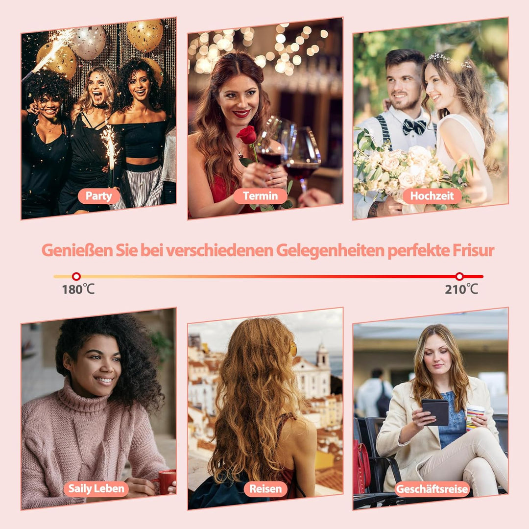 Lockenstab, 3 in 1 Lockenstäb set mit Verschiedenen Aufsätzen für Grosse und Kleine Locken Keramik T