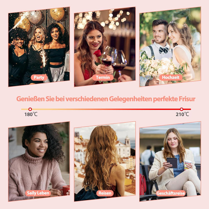 Lockenstab, 3 in 1 Lockenstäb set mit Verschiedenen Aufsätzen für Grosse und Kleine Locken Keramik T