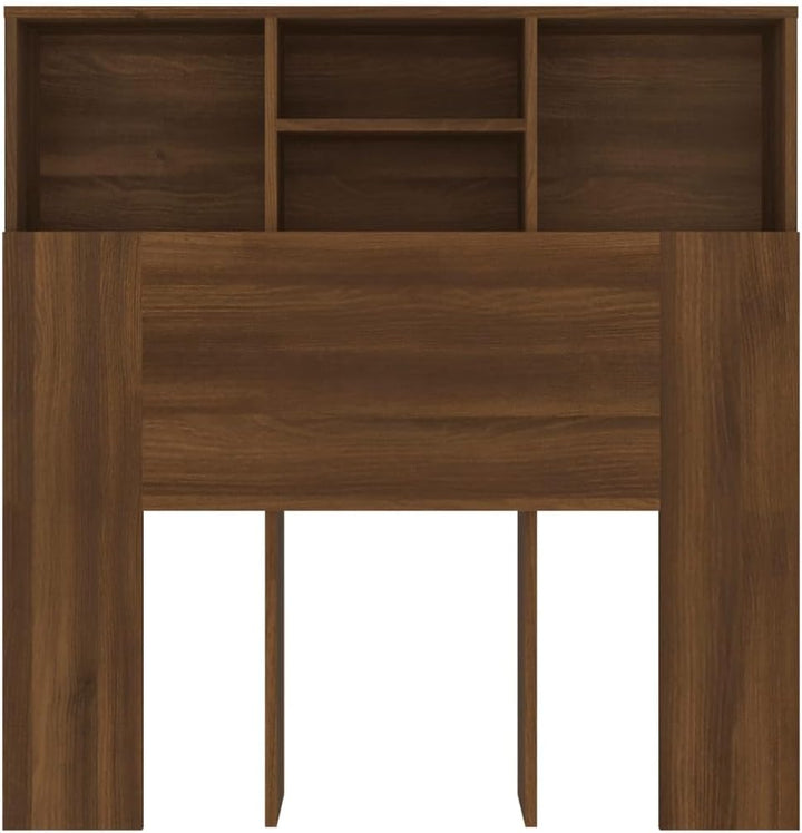 vidaXL Kopfteil mit Ablagen und Regal - Wand-Betthaupt für Schlafzimmer - Braun Eichen-Optik 100x19x