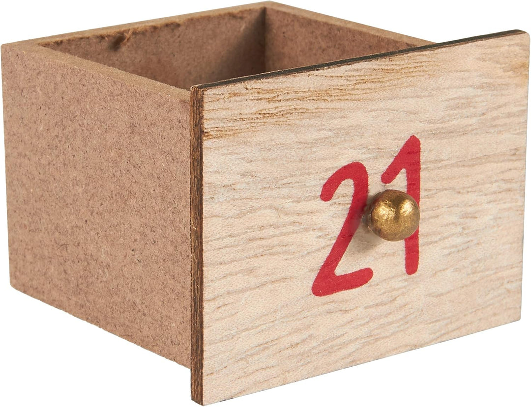 BRUBAKER Adventskalender aus Holz zum Befüllen - Weihnachtsmann im Wald mit LED-Beleuchtung - Wieder