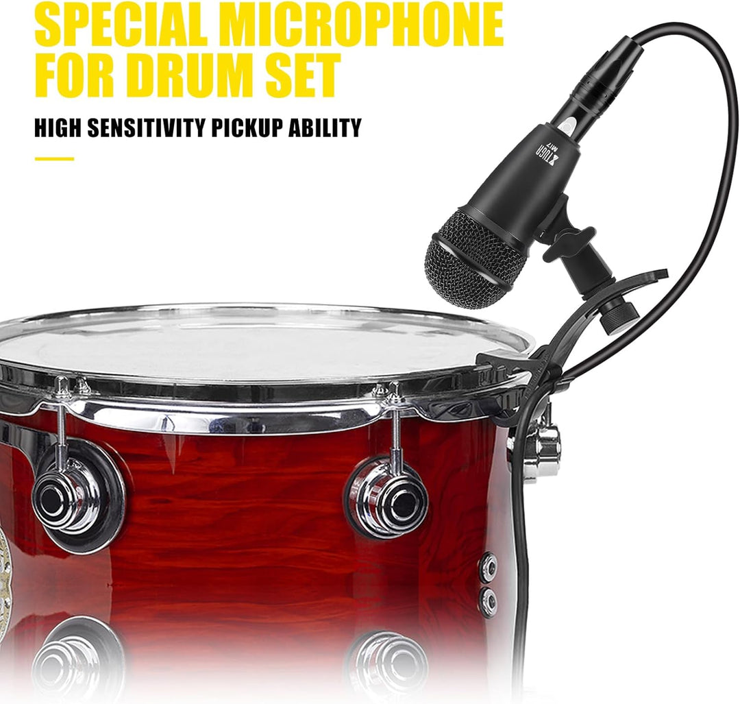 XTUGA MI7 Dynamisches Schlagzeug-Mikrofon-Set (Vollmetall) – Kick-Bass, Tom/Snare &amp; Becken Mikrofon-
