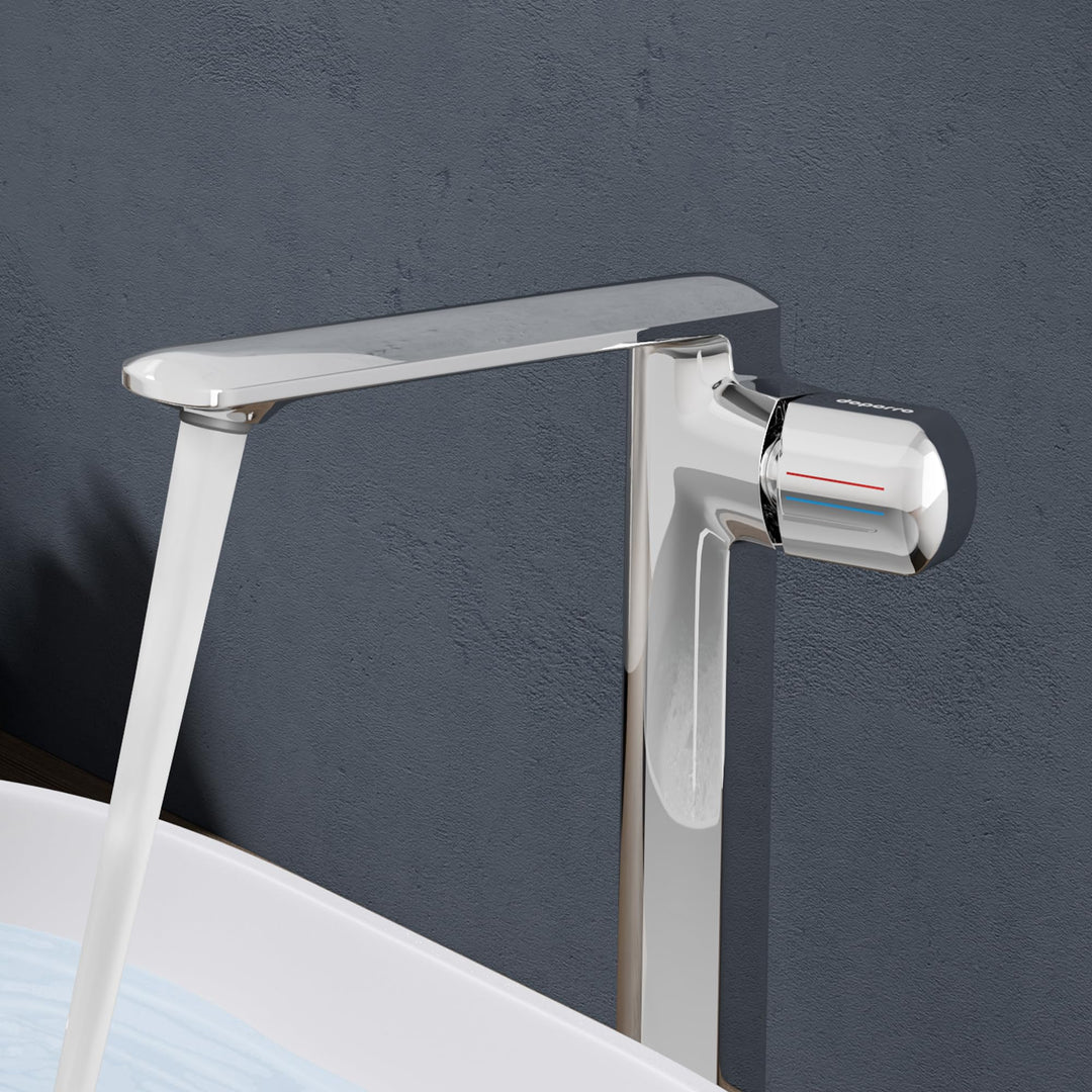 doporro Wasserhahn Bad Silber, Waschtischarmatur Hoch 259 mm Auslaufhöhe | Waschbecken Armaturen mit