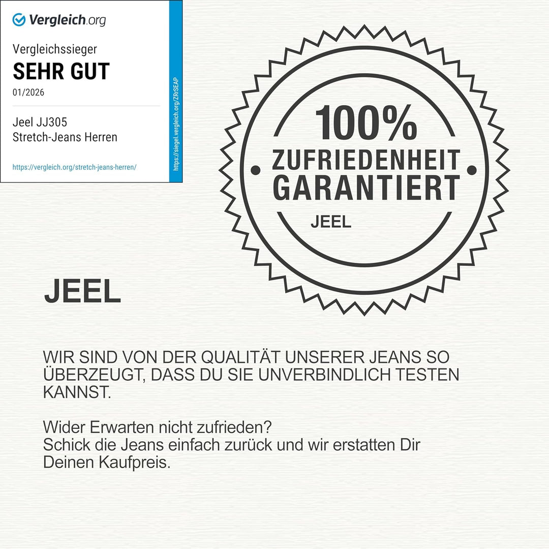 JEEL Herren-Jeans - Regular-Fit Straight-Cut - Stretch - Jeans-Hose Basic Washed 28W / 30L 06-schwar