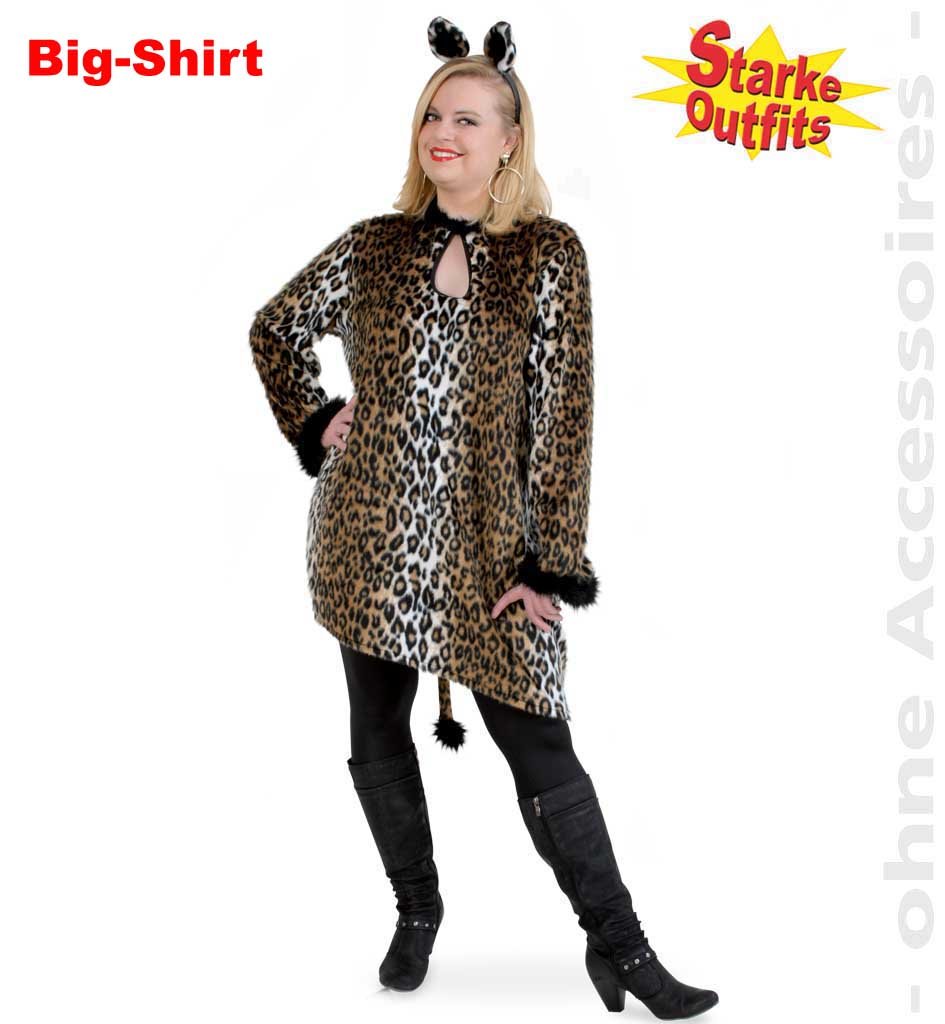 Karnevalskostüme Damenkostüm, Bigshirt Leo, Starke Outfits, grosse Grössen, Leopard, Damen-Kleid, Da