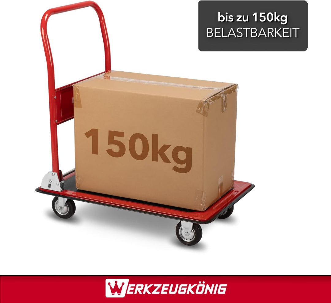 Plattformwagen 150kg Traglast - Transportwagen klappbar - Anti-Rutsch Ladefläche - Vollgummirollen -