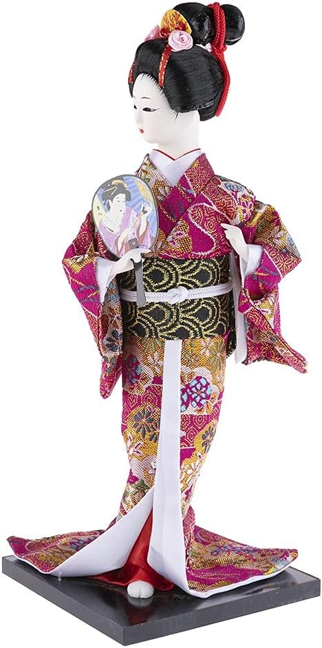 Asiatischer Puppe, japanische Dekoration, Geisha Kimono, Fuchsia, Fuchsia