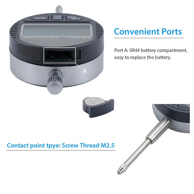 AUTOUTLET Digitale Messuhr 0.001mm/0.00005''Digital Messtaster 0-25.4mm/1'' Messbereich Digital Indi