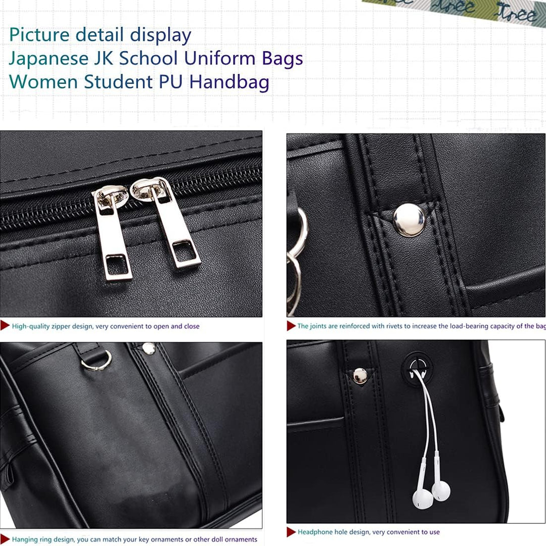 Poywuo Japanische Handtasche Schultasche PU Leder Reisetasche Japan High School Anime Cosplay Studen
